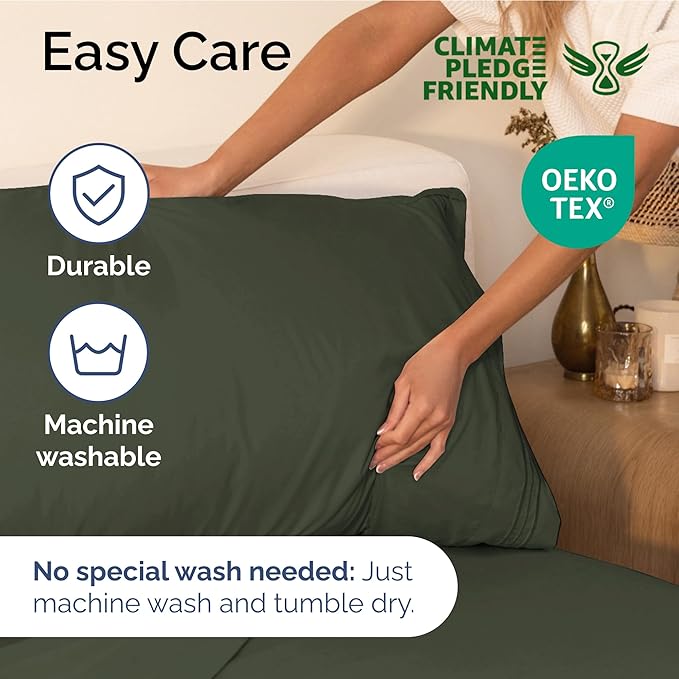 Full Size 4 Piece Sheet Set - Extra Soft, Breathable & Cooling - Hotel Luxury Durable Bed Sheets for Women & Men - Deep Pockets, Easy-Fit & Wrinkle-Free - Dark Olive Grey Oeko-Tex