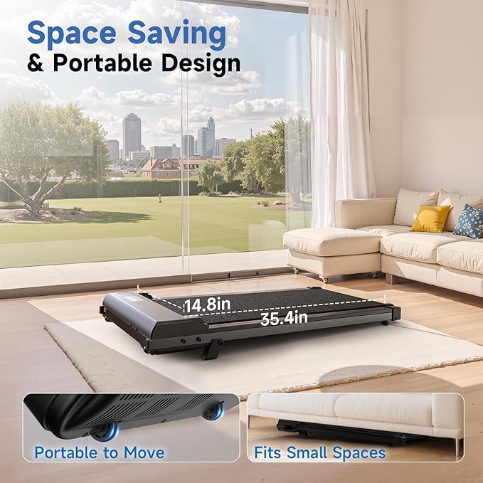 2 in 1 Walking Pad with Handle Bars, 8% Incline Foldable Treadmills for Home Office Ultra Quiet <40dB, 3.5 HP Portable Walking Jogging Running Machine with LED Display & Remote, 320+LB Capacity