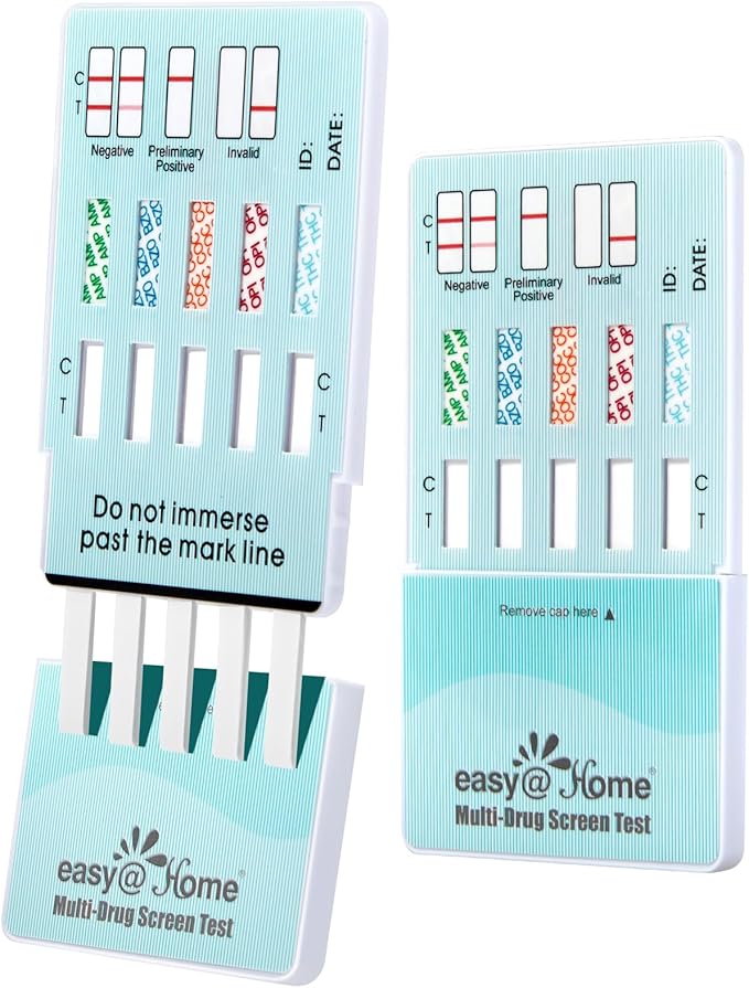 Easy@Home Multi-Drug Screen Test - Urine Drug Test Kit Testing 5 Most Used Drugs Amphetamine (AMP), Cocaine (COC), Morphine (OPI 2000), Oxazepam (BZO), Cannabinoids (THC 50) - #EDOAP-754 (50 Pack)
