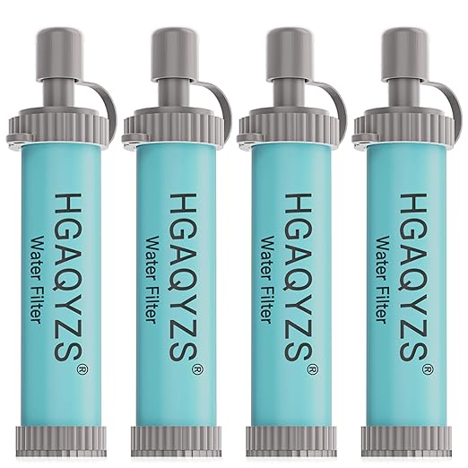 4 Packs of Water Filter Straws, Portable Personal Water Filtration System, Ultrafiltration Water Purifier, Emergency Preparedness for Camping, Hiking, Drinking, Travel, Hunting, and Family Outings