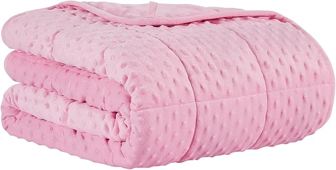CuteKing Weighted Blanket - Weighted Blanket with Premium Glass Beads - Heavy Blanket Crystal Velvet for Comfort Sleep - Thick Blanket All Season (20lbs, 48"x72", Pink Bubble)