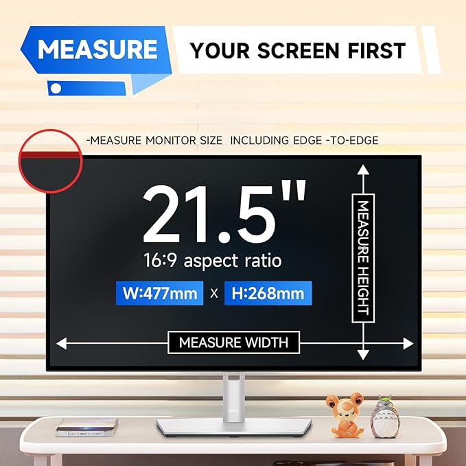 IPROKKO 2 Pack 21.5 inch Anti-Blue Light Monitor Screen Protector for 16:9 Widescreen, Removable Anti Glare Blue Light Blocking Screen Filter, Anti-UV Eye Protection PC Computer Film [Washable Wipes Clean]
