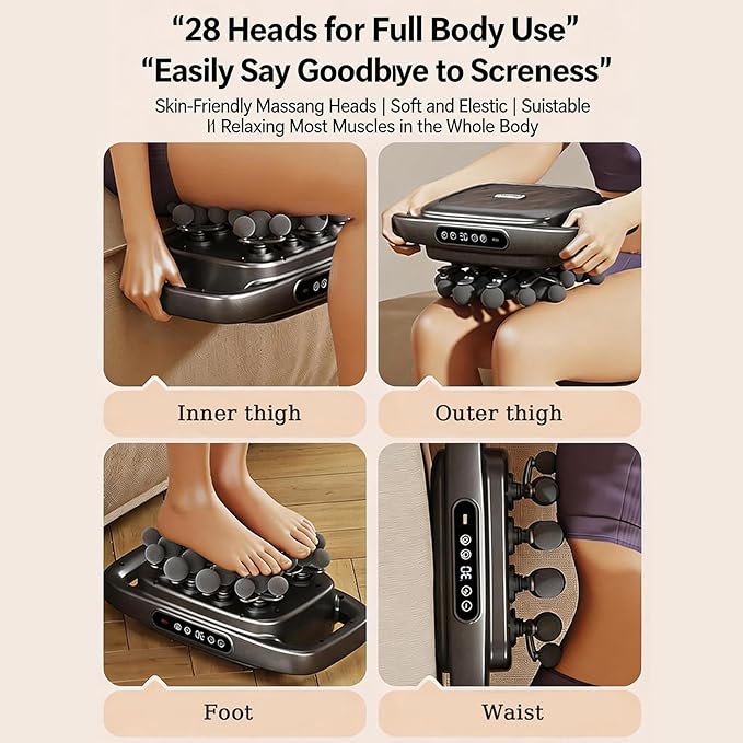 Massage Gun, 28 Head Back Massage Deep Tissue Pain Relief for Athletes, Percussion Muscle Massager Rechargeable Electric Back Massager for Shoulder, Neck, Leg & Foot