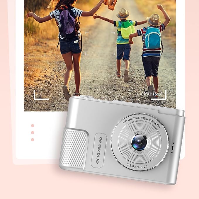 Digital Camera 48MP 4K Vlogging Camera with 2.4 Inch Screen 16X Digital Zoom Compact Camera for Teens Beginner Adult (Silver)