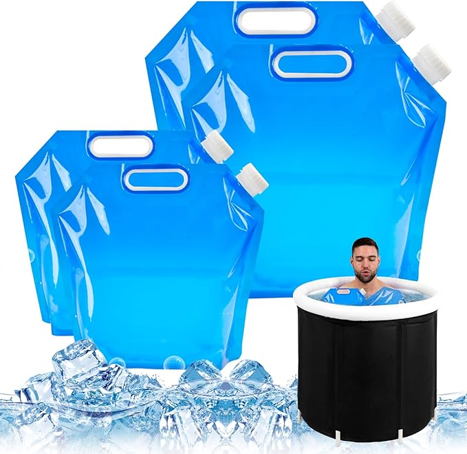 4 PCS Ice Bath Bags, Reusable Bathtub Freezer Water Bag, 5L+10L Cold Plunge Tub Accessories, Ice Baths at Home, Muscle Recovery for Athletes, Portable Ice Barrel Cold Therapy