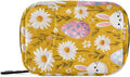 Yellow Daisy Bunny Flower Travel Pill Organizer Case Box Container Weekly Portable Vitamin Medicine Holder Storage Bag with Zipper Removable