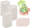 18 Pack Travel Pill Boxes Bulk Small Pill Case Portable Pill Organizer 8 Compartments Pill Box Dispenser Daily Vitamin Jewelry Organizer Travel Must Haveswith(White with 192 Pcs Labels)
