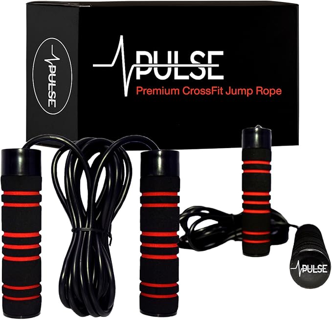 Weighted Jump Rope (1LB) With Memory Foam Handles and Thick Speed Cable - For fitness workouts at home, cardio, boxing and MMA, CrossFit, endurance training, Jumping Exercise. PULSE ATHLETICS.