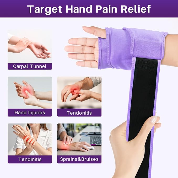 Wrist Ice Pack Wrap for Carpal Tunnel Relief, Gel Ice Packs for Injuries Reusable for Wrist Hand Foot Ankle Knee Leg Pain, Hot Cold Compress Therapy Bandage Surgery Recovery Gifts Men Women (Purple)