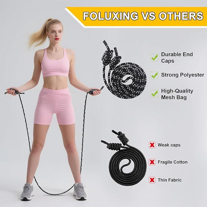 Flow Rope Jump Rope for Fitness - High Performance Adjustable Exercise Jump Rope for Men & Women - Double Woven Workout Rope for Home Gym, Cardio, Boxing & MMA - Indoor/Outdoor Training (Beginner Friendly)