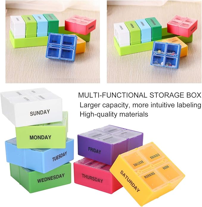 ZJchao Weekly Portable Pills Organizer Box Container 4 Times a Day Large Capacity Weekly Jewelry Case for Pills Vitamin Fish Oil Supplements