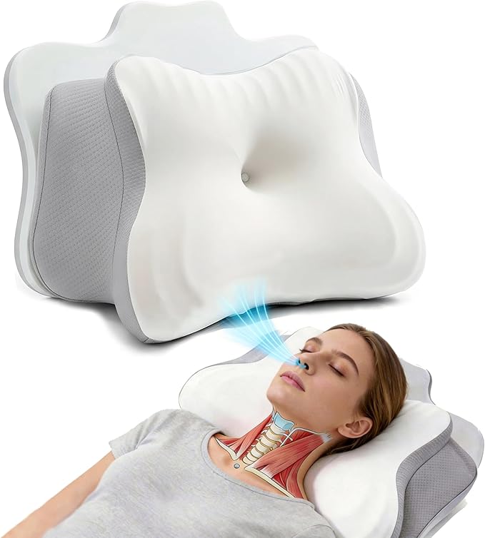Cervical Neck Pillow for Pain Relief Traction Ergonomic Memory Foam for Side Sleepers with TMJ & Snoring Height Adjustable Orthopedic Bed Pillow for Back Sleepers Pressure Relief (Weight 150-200 lbs)