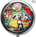 Prince and Princess Custom Round Silver Pill Box Pocket 2.1 inches Medicine Tablet Holder Organizer Case, 2.1 x 2.1 x 0.2 Inch