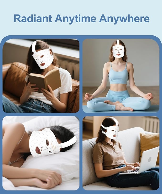 7 Color Red Light Therapy for Face, Cordless LED Face Mask Light Therapy, USB Rechargeable Red Light Therapy Mask for Skin Rejuvenation, Anti-Aging, Wrinkles & Acne, Home Skin Care