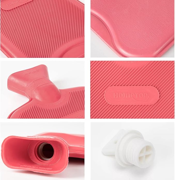 HomeTop Premium Classic Rubber Hot or Cold Water Bottle with Soft Fleece Cover
