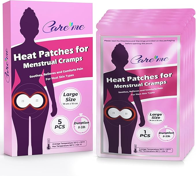 Portable Adhesive Self Heating Pads (5 Count) for Menstrual Cramps & Backache Relief – Thermal Therapy Heat Patches for Period Pain – Non-Electric Menstrual Heatwraps