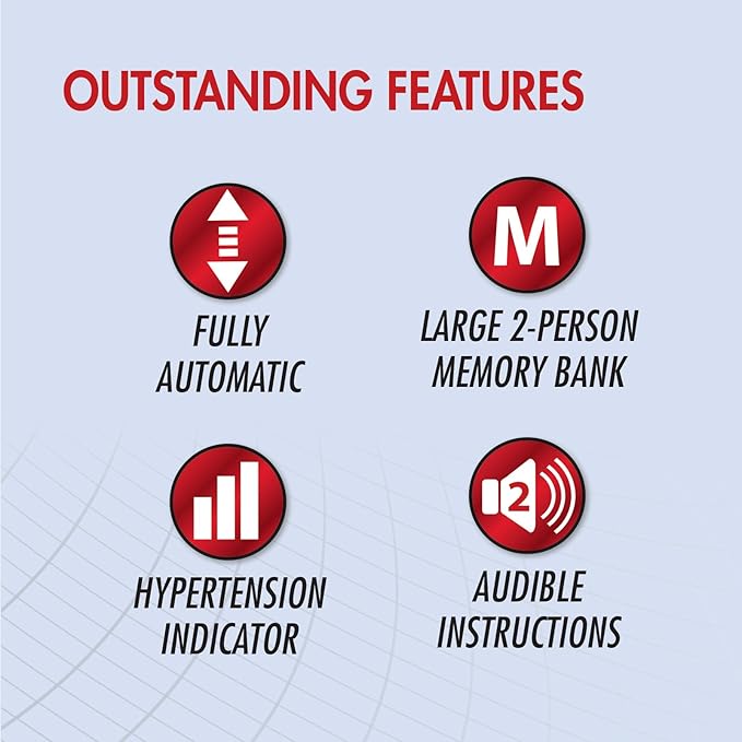 SmartHeart Blood Pressure Monitor | Wide-Range Upper Arm Cuff | Audible English Spanish Instructions and Results for Visually Impaired | 199-Reading Memory