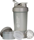 BlenderBottle Shaker Bottle with Pill Organizer and Storage for Protein Powder ProStak System, 22-Ounce, Pebble Grey