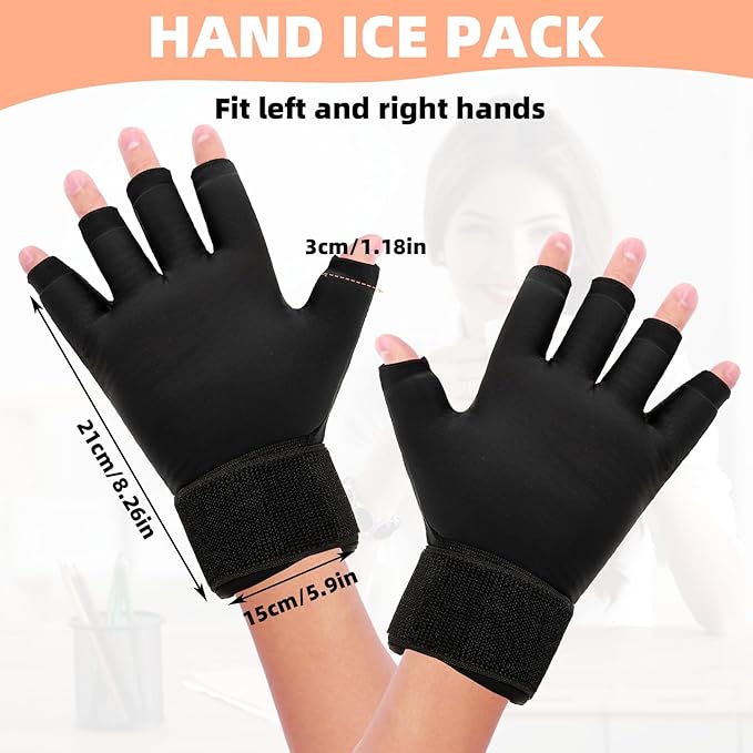 Finger Arthritis Compression Hand Ice Pack Gloves for Pain Relief, Adjustable Wrist Ice Pack for Hot & Cold Therapies, Reusable Gel Finger Ice Glove Sleeve for Tendinitis, Carpal Tunnel