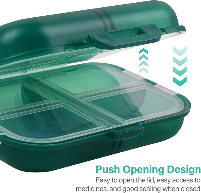 Travel Pill Organizer Small 8 Grid Compartments Pill Holder Box - Portable Medicine Container Case - Daily Weekly Medication Organizer