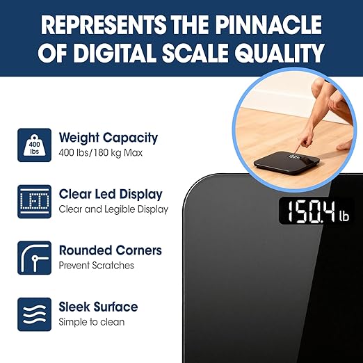2 Pack Scale for Body Weight, Digital Bathroom Scale with Clear LED Display, High Precision Measurements, 400lb, Safe Rounded Corners (Batteries Not Included)