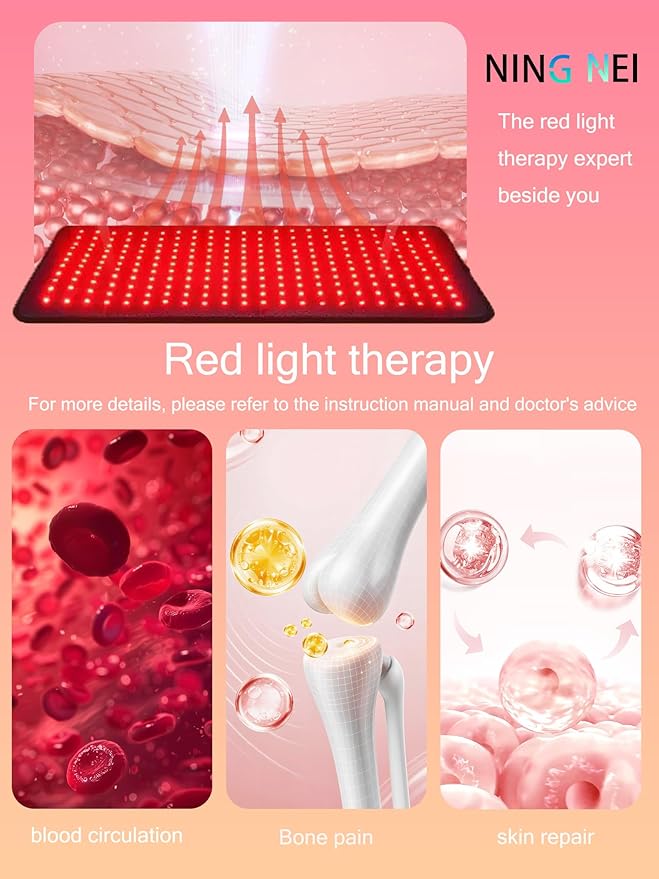 Red Light Therapy for Body, Infrared Light Therapy Mat Featuring 660nm & 850nm,Red Light Therapy Pain Relief Muscle Recovery & Joint Support for Waist, Legs, Abdomen, Includes 3-in-1 Remote