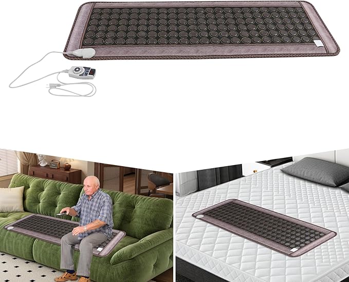 20 x 59 Inch Infrared Heating Pads for Full Back, 138 Pieces Natural Jade Electric Heating Pad for Back Neck Shoulder Fast Pain Relief (Pink)