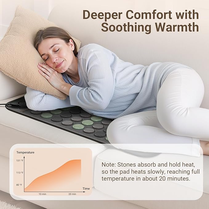 Comfytemp Extra Large Far Infrared Heating Pad 17"×33" for Back Full Body, FSA Eligible HSA XXL Electric Heat Pad with Jade Tourmaline Natural Stone Deeper FIR Heat, 6 Heat 8 Timer, Gift for Women Men