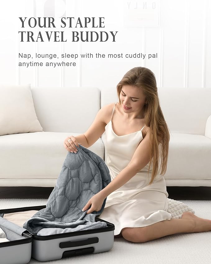 Cottonblue Weighted Lap Blanket Pad 5 lbs 36" x 48", Cozy Luxury Crystal Velvet Weighted Blanket for Adults, Small Weighted Blanket Throw All Season for Travel Relaxation Sleeping, Grey Heavy Blanket