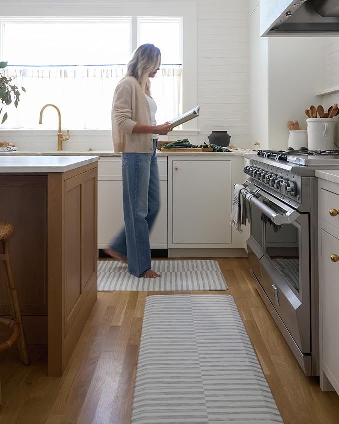 House of Noa Nama Standing Mat – Anti-Fatigue Cushioned Kitchen Mats for Floor | Ergonomic Bounce-Back Foam Kitchen Mats | Anti-Fatigue Mats for Kitchen & Standing | Reese Ash | 30" x 72"