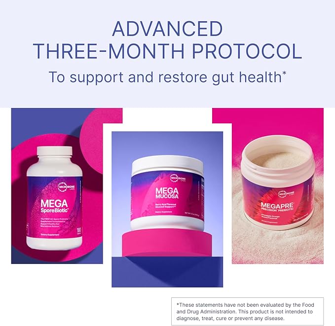 Microbiome Labs Total Gut Restoration Kit (Powder) - 3-Product Gut Health Spore Based Probiotic, Prebiotic Powder & Mucosal Immunoglobulin + Amino Acids Supplement for Immune, GI & Digestive Health