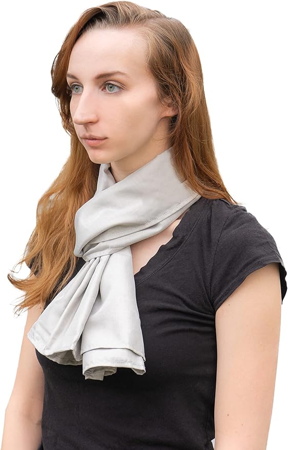 Halsa EMF Protection Scarf Silver Fiber Fabric, RF Blocking Radiation Protection from 5G, 4G, WiFi, Cellular, Bluetooth. High Shielding Efficiency, Unisex. Multiple Ways To Wear.