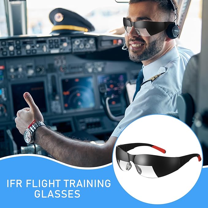 Flight Training Glasses Flight Goggles IFR Training Aviation Glasses Black View Limiting Goggles Device with Luggage Tag Box and Storage Bag