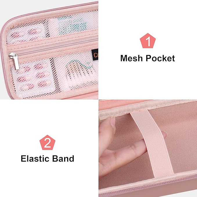 Canboc Carrying Case for Asthma Inhaler, Handheld Spacer for Adults and Kids, Mask, Inhaler Spacer Bag with Removable Shoulder Strap, Mesh Pocket fit Medicine or Essentials, Rose Gold (Case Only)