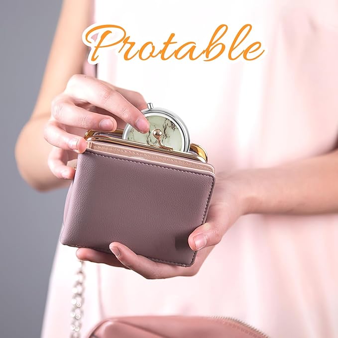 Pill Box Cute Small Pill Box for Purse & Pocket Medicine Organizer Travel Pillbox Waterproof Pills Cases Metal Pills Container Holder for Vitamins, Fish Oil, Supplements (Silver Marbles)