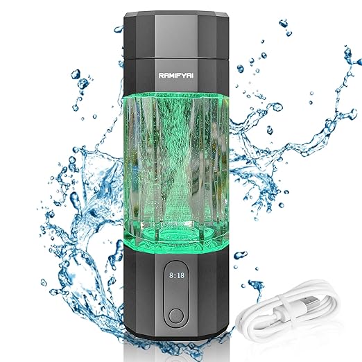 New Upgrade 10000PPB Hydrogen Water Bottle SPE/PEM Technology Seven Colorful Light Double Anti-Slip and Leak-Proof Hydrogen Water Generator with LCD Display (Gray, H80)