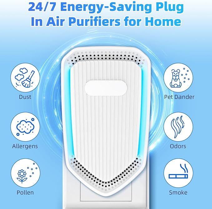Air Ionizer Plug In-6Pack Negative Ion Air Purifiers Ionizer,Quiet Air Freshener Indoor Portable Cleaner,Wall Plug In Negative Air Purifier for Home,Bedroom,Office,Odor Reducer Pets,Smoke Smell