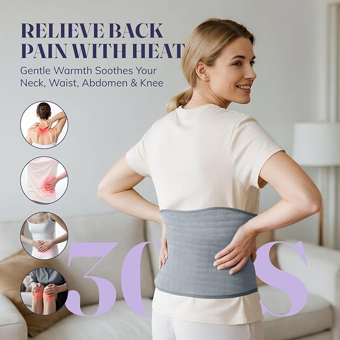Heating Pad for Period Cramps, Electric Heat Pad with 6 Heat Levels and 4 Times Settings, Moist Heating Pad for Back Pain Relief, Neck, Shoulder, Abdomen, Birthday Gifts for Women and Men