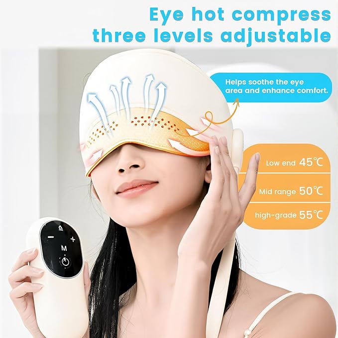 Hooded Head Massager & Eye Relaxation Device with Heat, Rechargeable Scalp Massager for Stress Relief and Comfort, Ideal for Relaxation