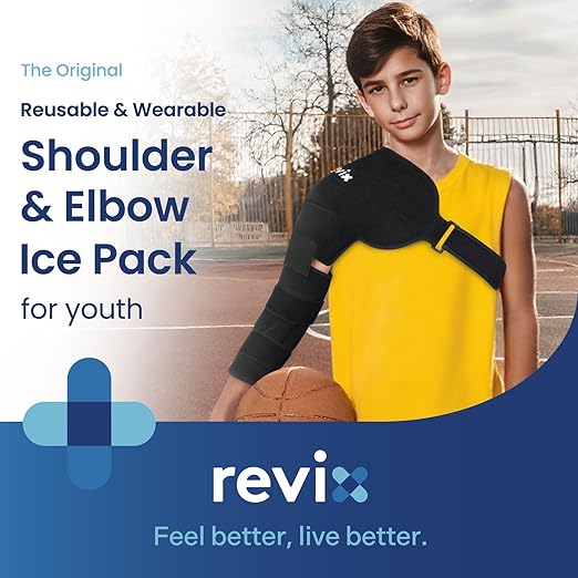 REVIX Youth Arm Ice Pack Wrap for Pitchers – Reusable Ice Arm Sleeve for Young Volleyball Player & Athletes, Cold Compression Therapy for Shoulder & Elbow, Throwing Recovery, Muscle Relax & Daily Use