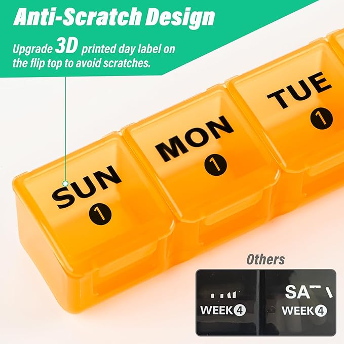 XL Large Monthly Pill Organizer 4 Weeks, 28 Day Pill Organizer Weekly, Big Compartment with Travel Case, 7 Day Pill Dispenser 4 Times a Day, Medicine Organizer Box for Vitamin, Fish Oil