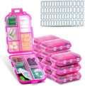 INVODA 12PCS 10-Compartment Pill Organizer BPA-Free Travel Pill Case with Daily Labels Portable Medicine Box for Vitamins, Supplements & Jewelry