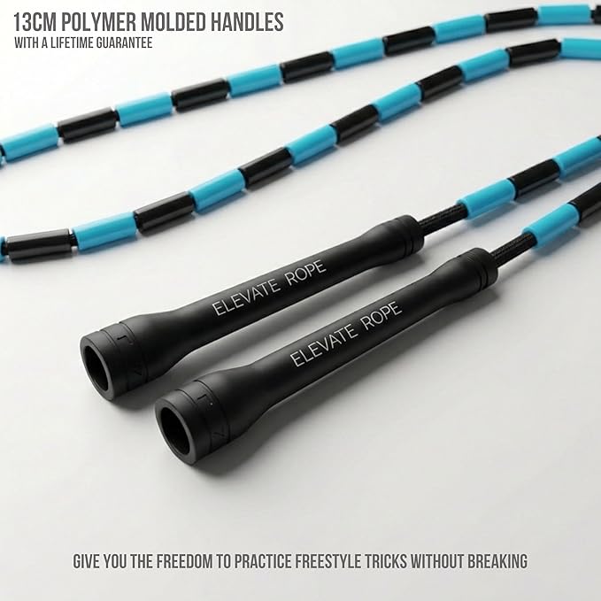 Elevate Rope Professional Beaded Jump Rope - 3m Adjustable, Quality Beads & Poly Cord - For Freestyle, Cardio & Tricks - All Levels & Indoor/Outdoor Use