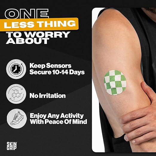 Skin Grip Adhesive Patches Compatible with Dexcom G7 & Stelo CGM – Waterproof & Sweatproof Cover for Continuous Glucose Monitor Sensor, Stays Secure for 10-15 Days – 10 Pack, Classic Pack
