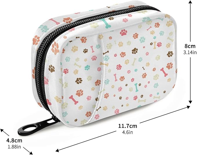Pill Box Dog 7 Day Pill Case Travel Pill Organizer Bag with Zipper Portable Weekly Vitamin Medicine Supplement Holder Pouch Bag