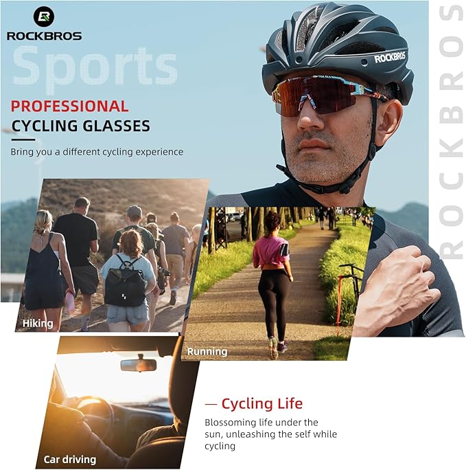 ROCKBROS Photochromic Sports Sunglasses for Men Women Cycling UV Protection