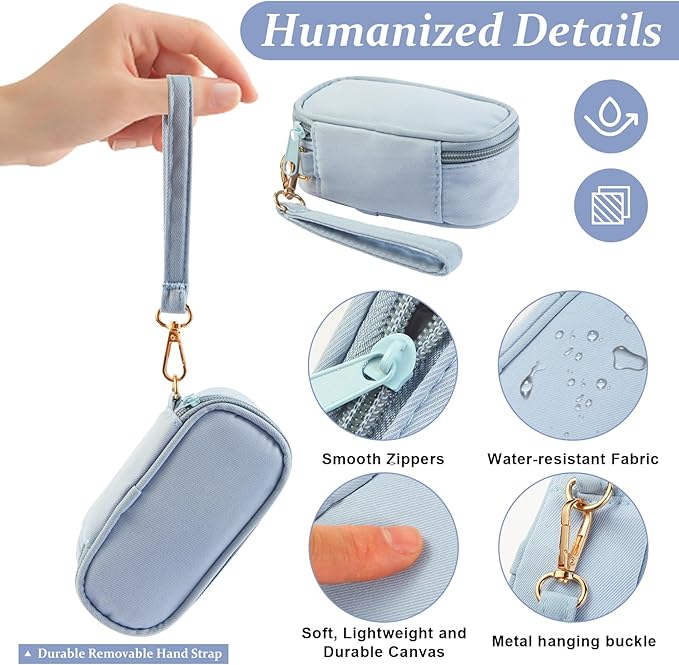 Weekly Pill Organizer 2 Times a Day, Travel Pill Box 7 Day with Large Opening, Pill Case with Handle, Pill Dispenser Medicine Organizer for Vitamins, Fish Oils, Medications, Supplements (Blue, Small)