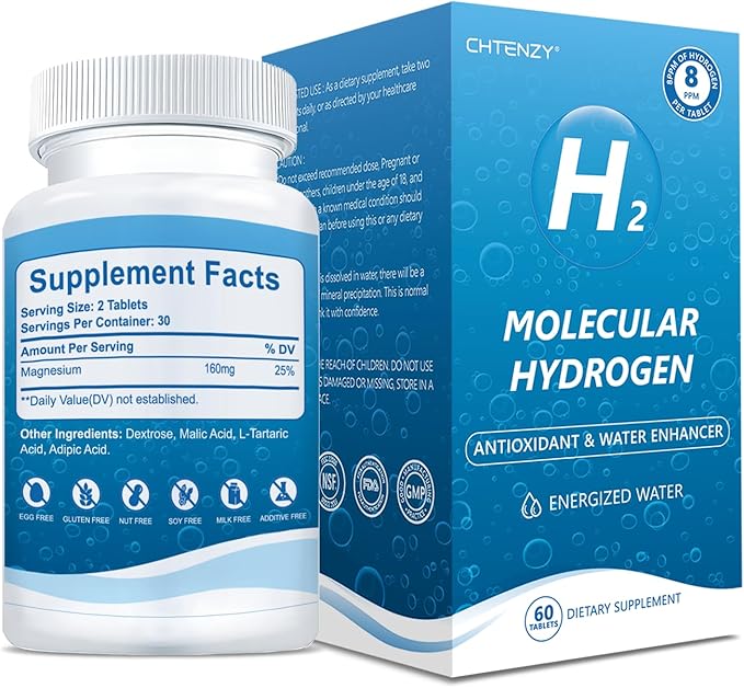 Hydrogen Water Tablets - H2 Molecular Hydrogen Tablets for Drinking Water,8PPM with Magnesium,Orange Flavor,90 Count,Electrolytes Hydration Support Energy,Brain Health,Antioxidant,Non-GMO