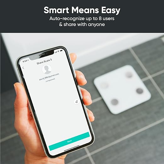 Wyze Scale S, Scale for Body Weight, Digital Bathroom Scale for Body Fat, BMI, Muscle, Heart Rate, Body Composition Analyzer with App, Batteries Included, Bluetooth, 400 lb, White