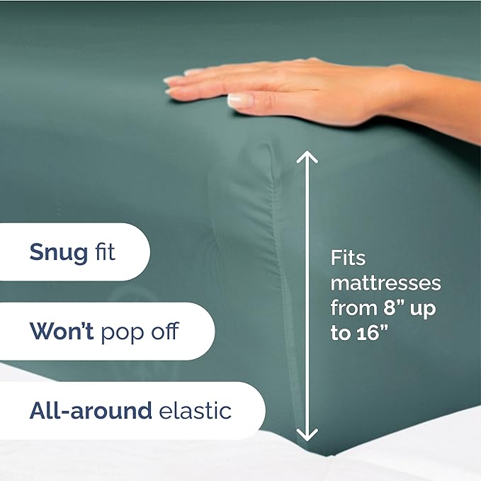 Twin Size 3 Piece Sheet Set - Extra Soft, Breathable & Cooling Sheets - Hotel Luxury Durable Bed Sheets for Women & Men - Deep Pockets, Easy-Fit & Wrinkle-Free Sheets - Dusty Teal Oeko-Tex Bed Sheets